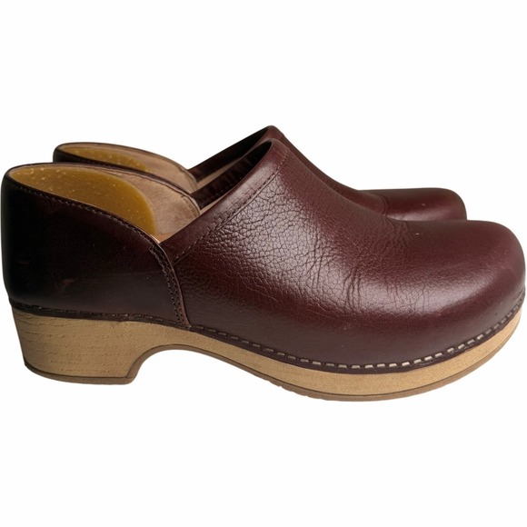 Dansko Brenna EU 38 Cordovan Milled Leather Clogs Womens Comfort Nurse - Picture 4 of 14